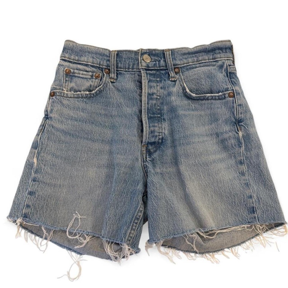 Gap Denim Women Light Wash High Rise Raw Hem Cut Off Jean Shorts Size 2 26